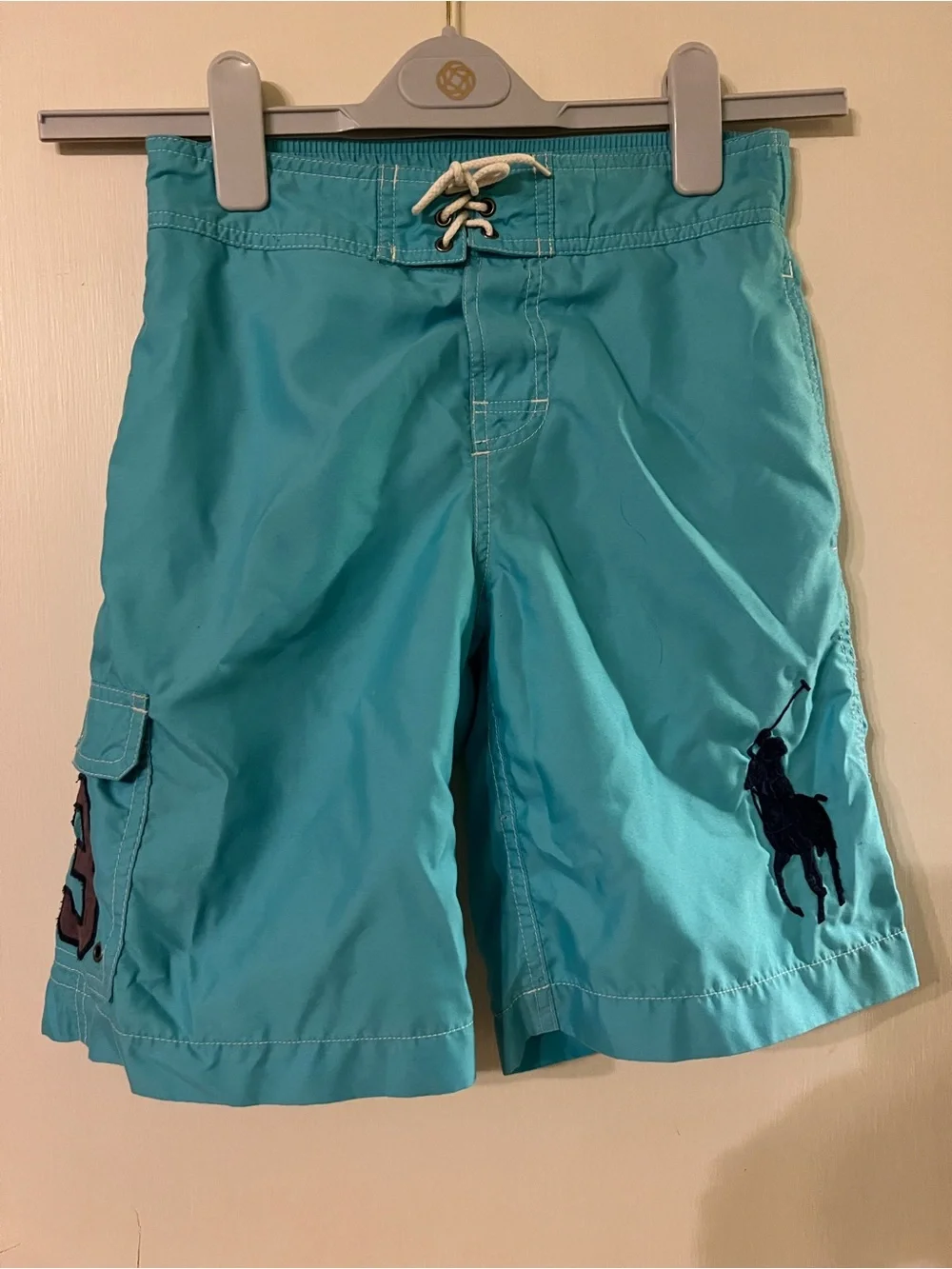 Polo Ralph Lauren VTG Boys Blue  Swimming Board Shorts Big Pony No. 3 Sz S (8)